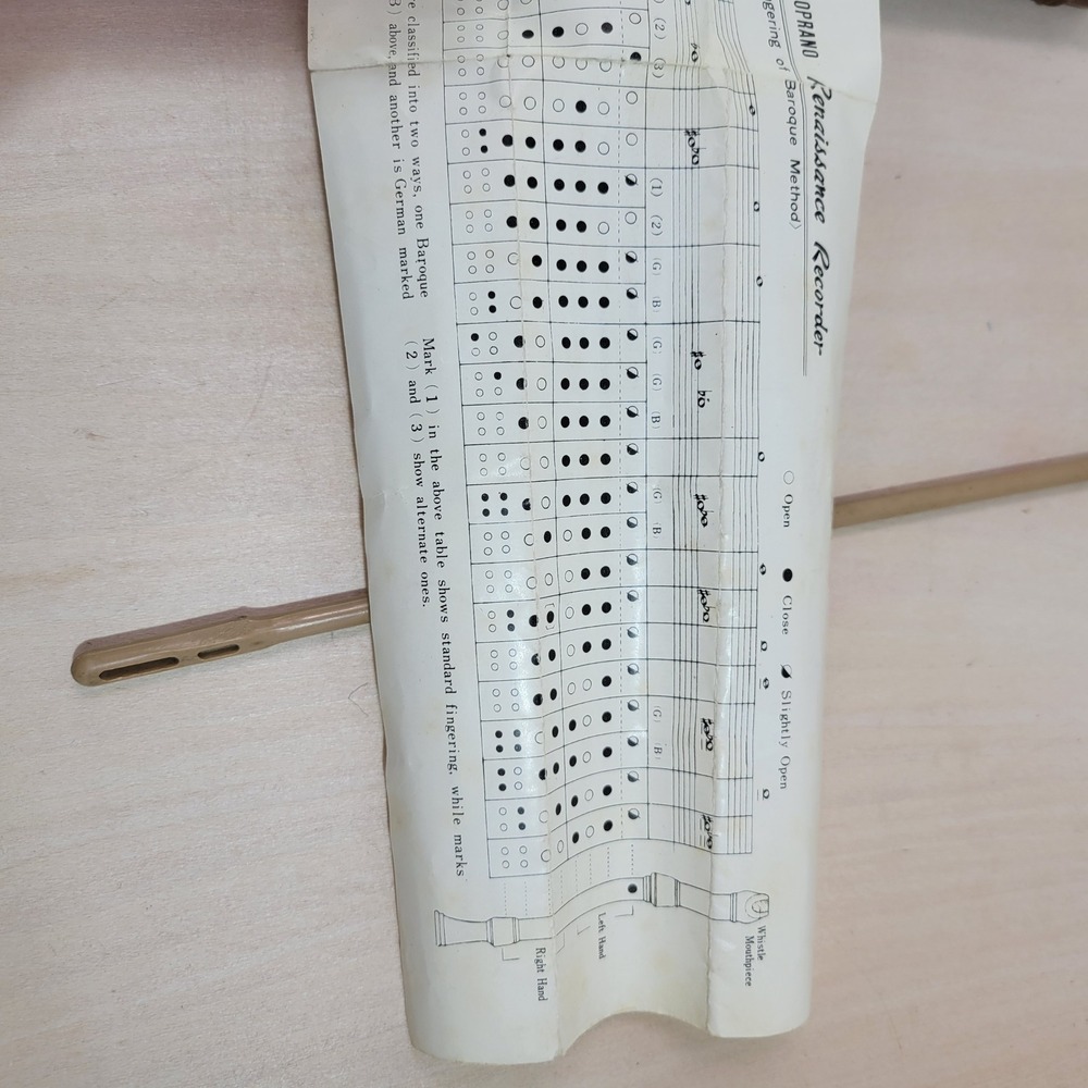 Renaissance Recorder Baroque Type Wood Wind Instrument with Case and Chart - Picture 5 of 9